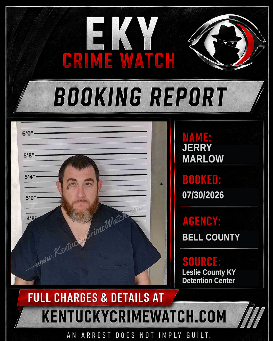 JERRY MARLOW booking report card