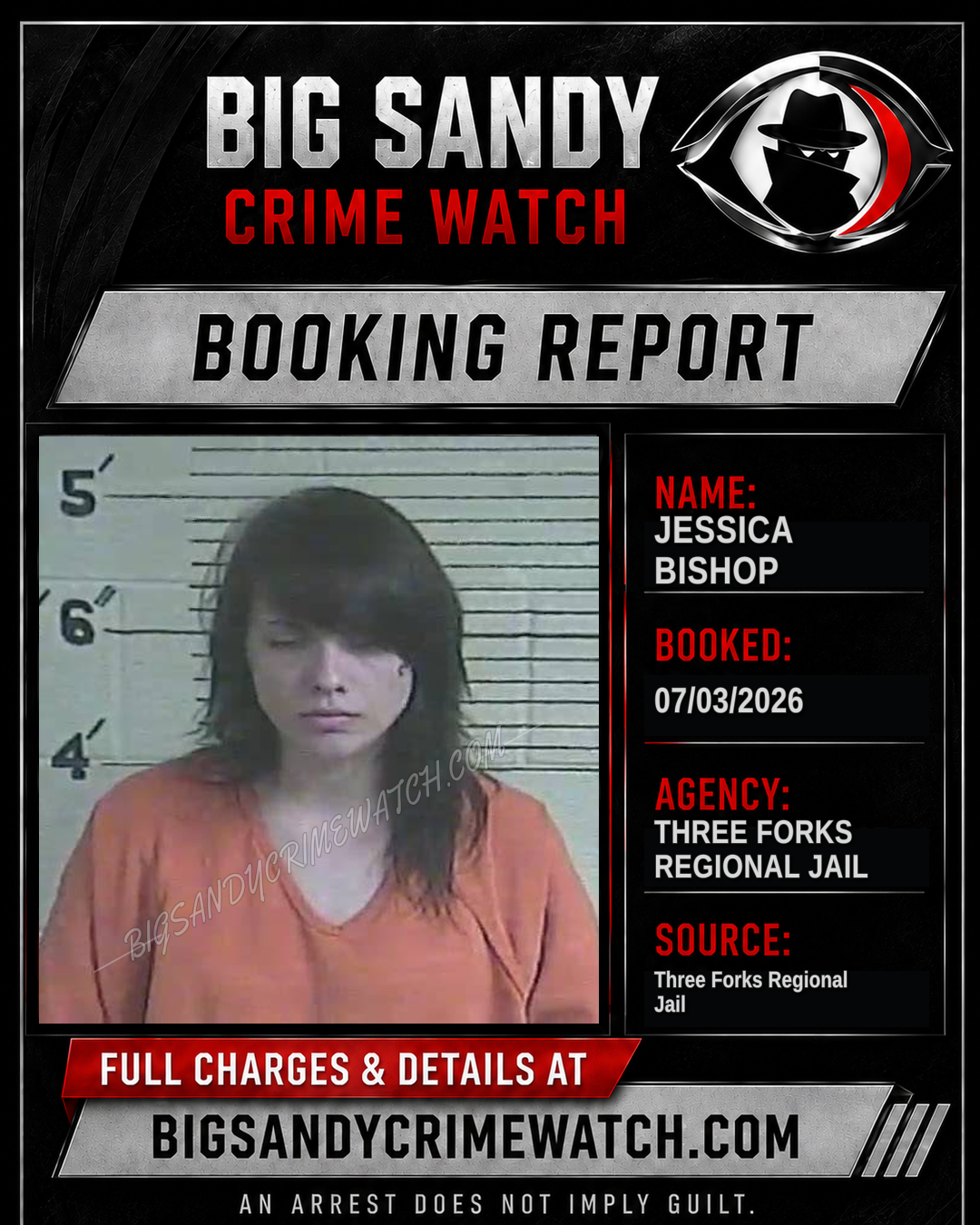 Jessica Bishop booking report card