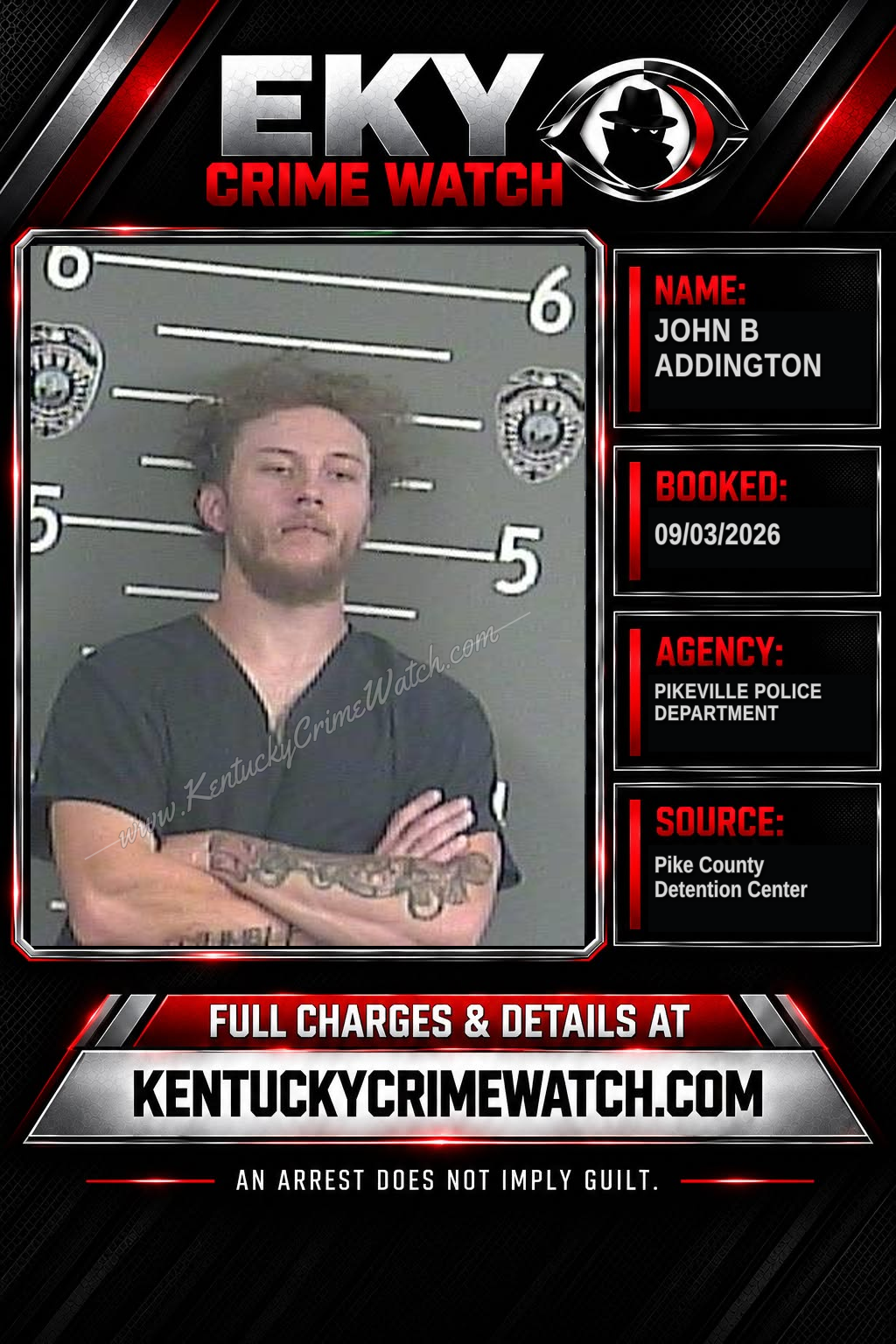 JOHN B ADDINGTON booking report card
