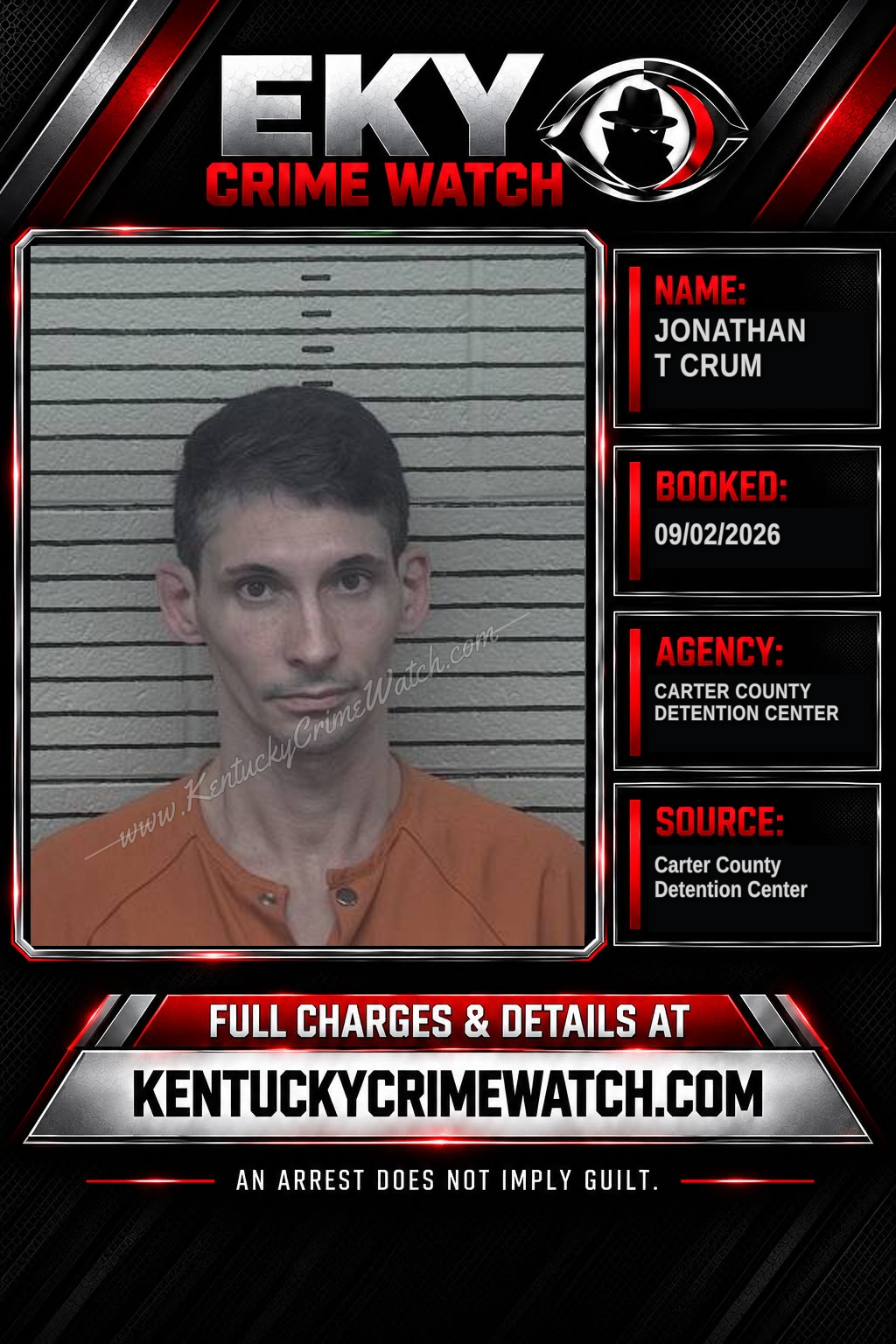 JONATHAN T CRUM booking report card