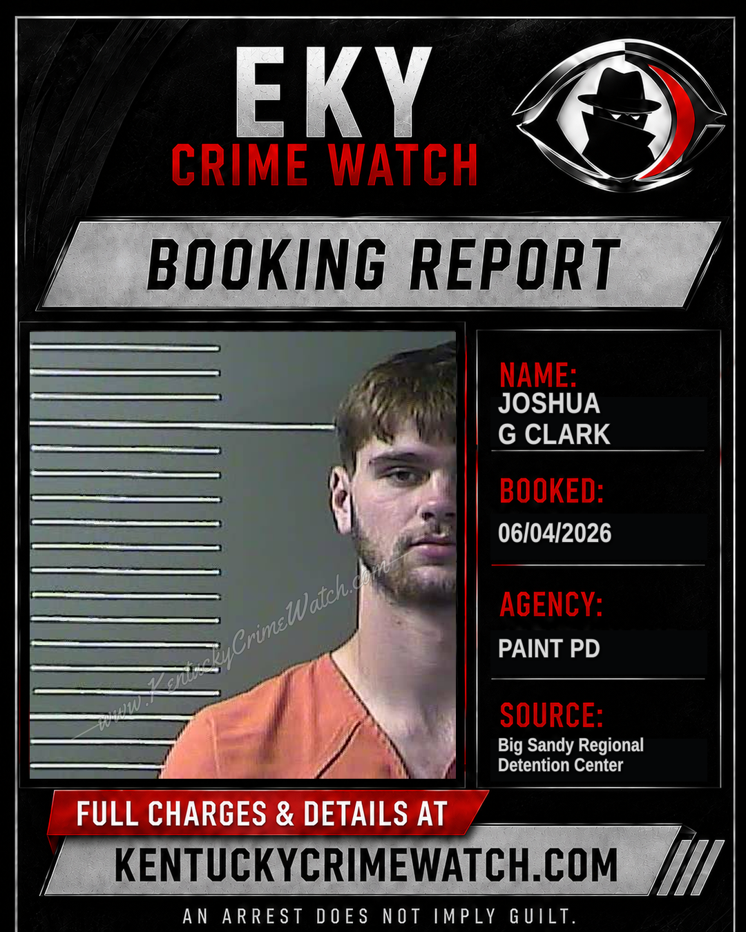 JOSHUA G CLARK booking report card