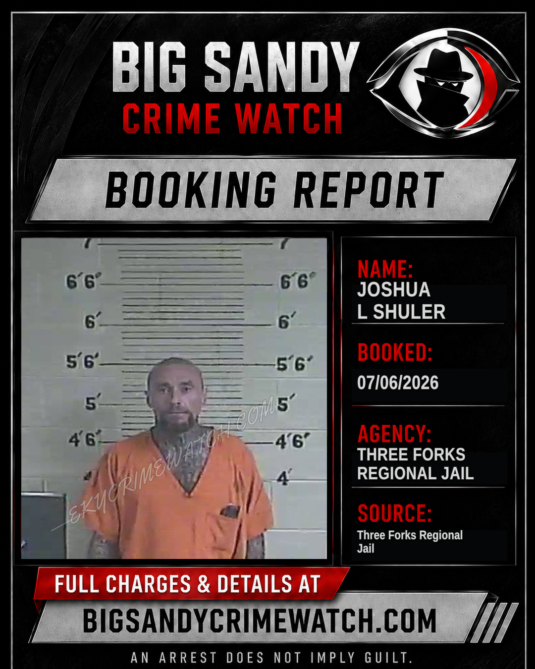 Joshua L Shuler booking report card
