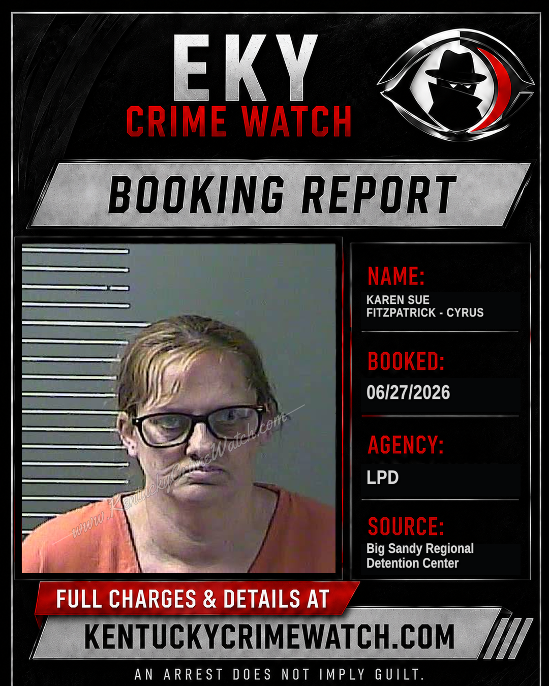 KAREN SUE FITZPATRICK - CYRUS booking image