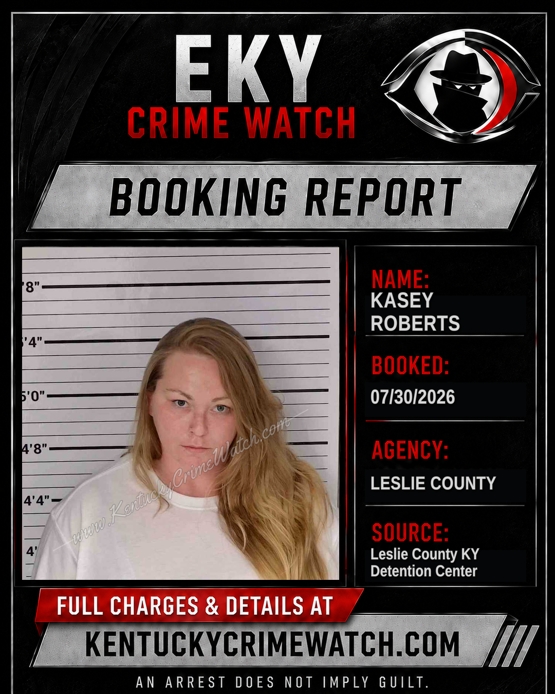 KASEY ROBERTS booking report card