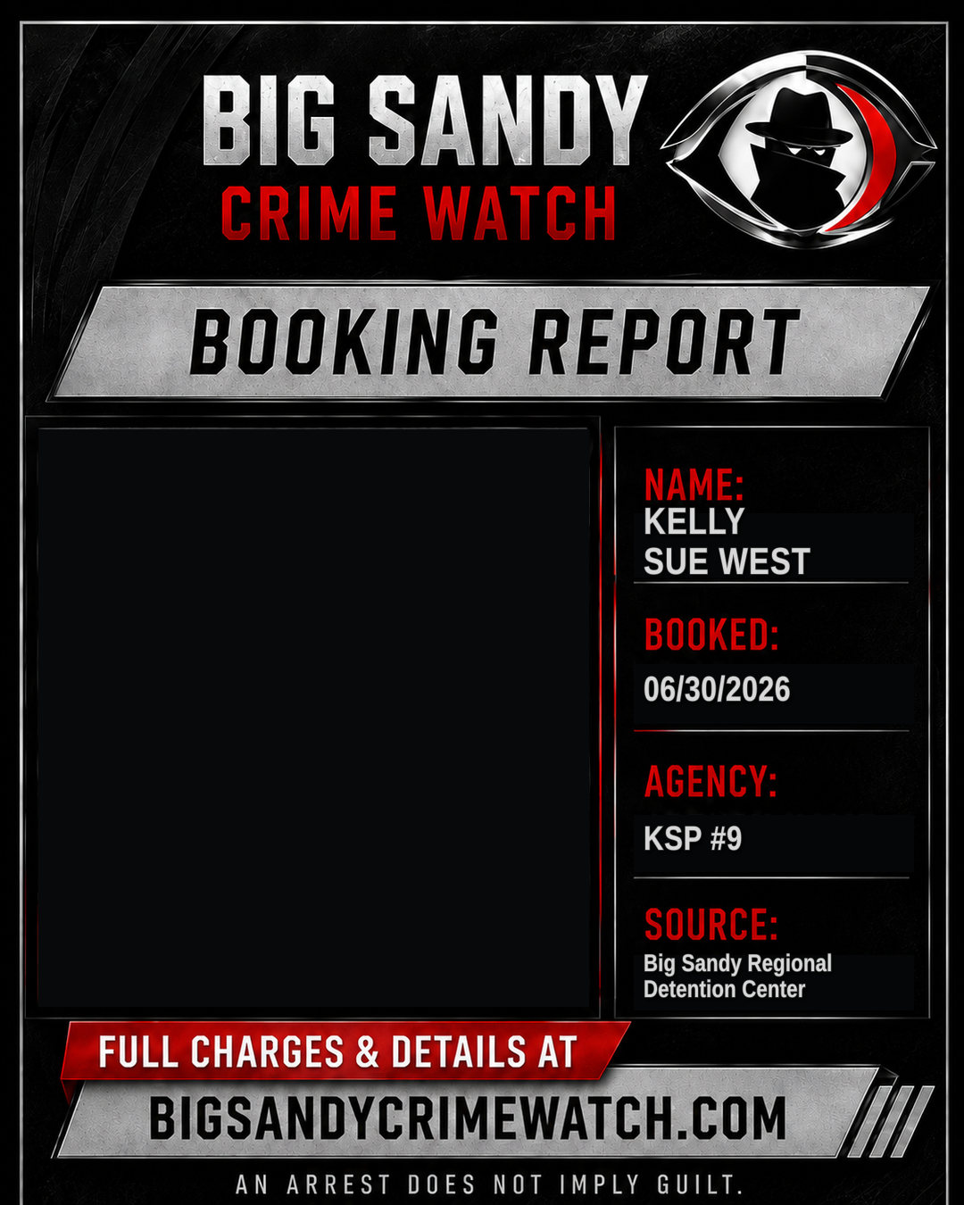 KELLY SUE WEST booking report card