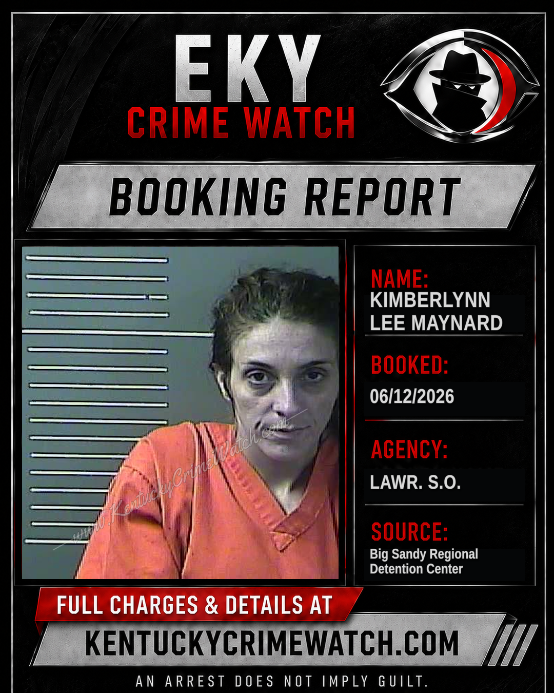 KIMBERLYNN LEE MAYNARD booking report card