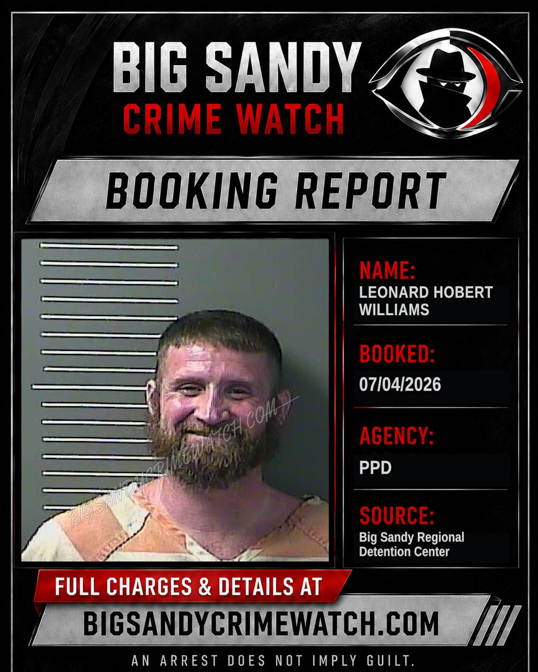 LEONARD HOBERT WILLIAMS booking report card