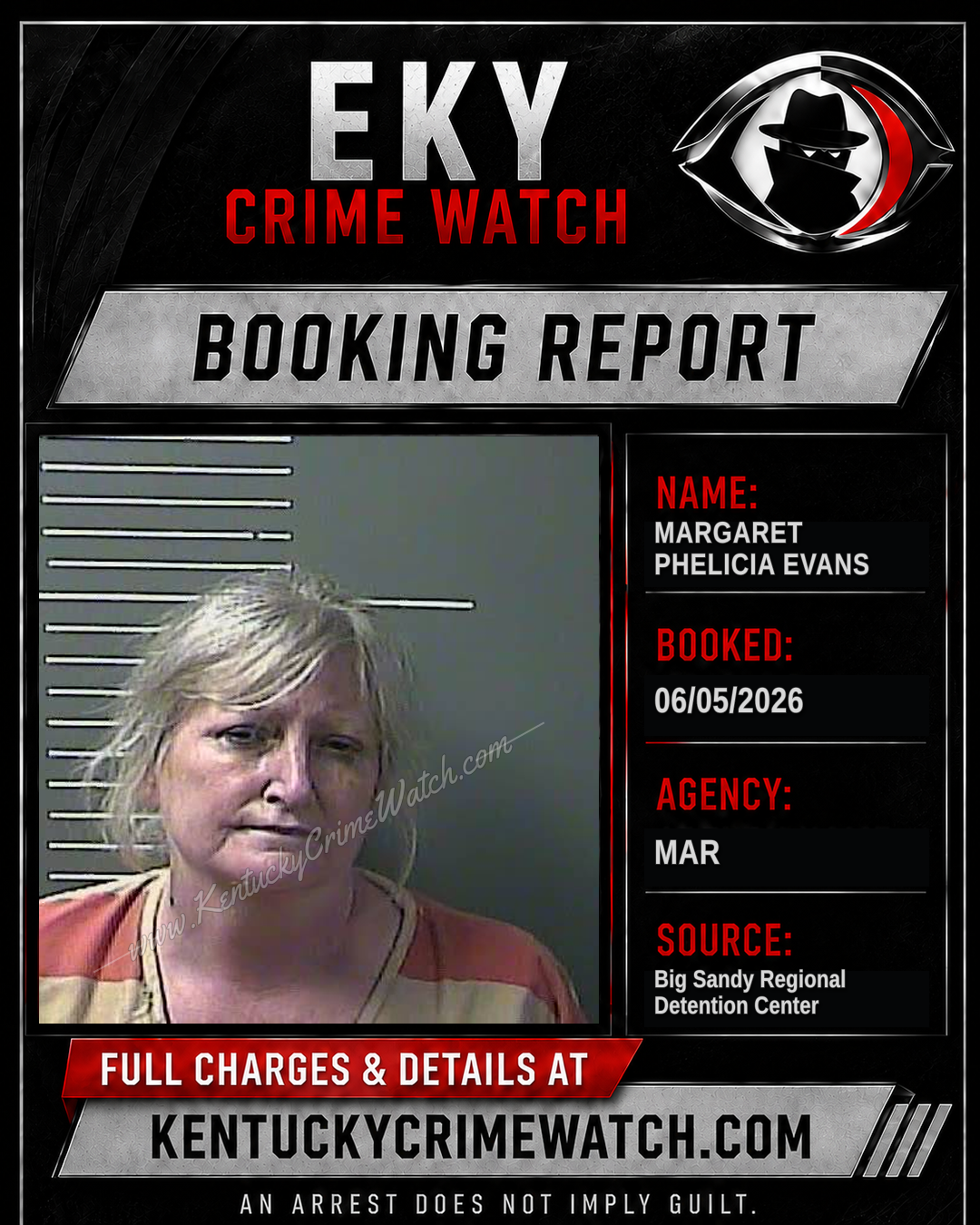 MARGARET PHELICIA EVANS booking image