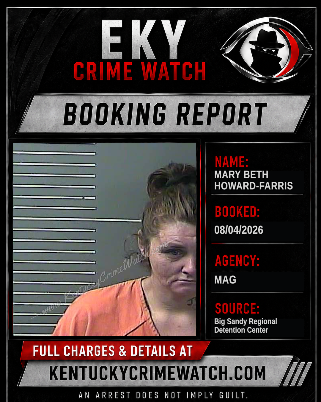 MARY BETH HOWARD-FARRIS booking report card