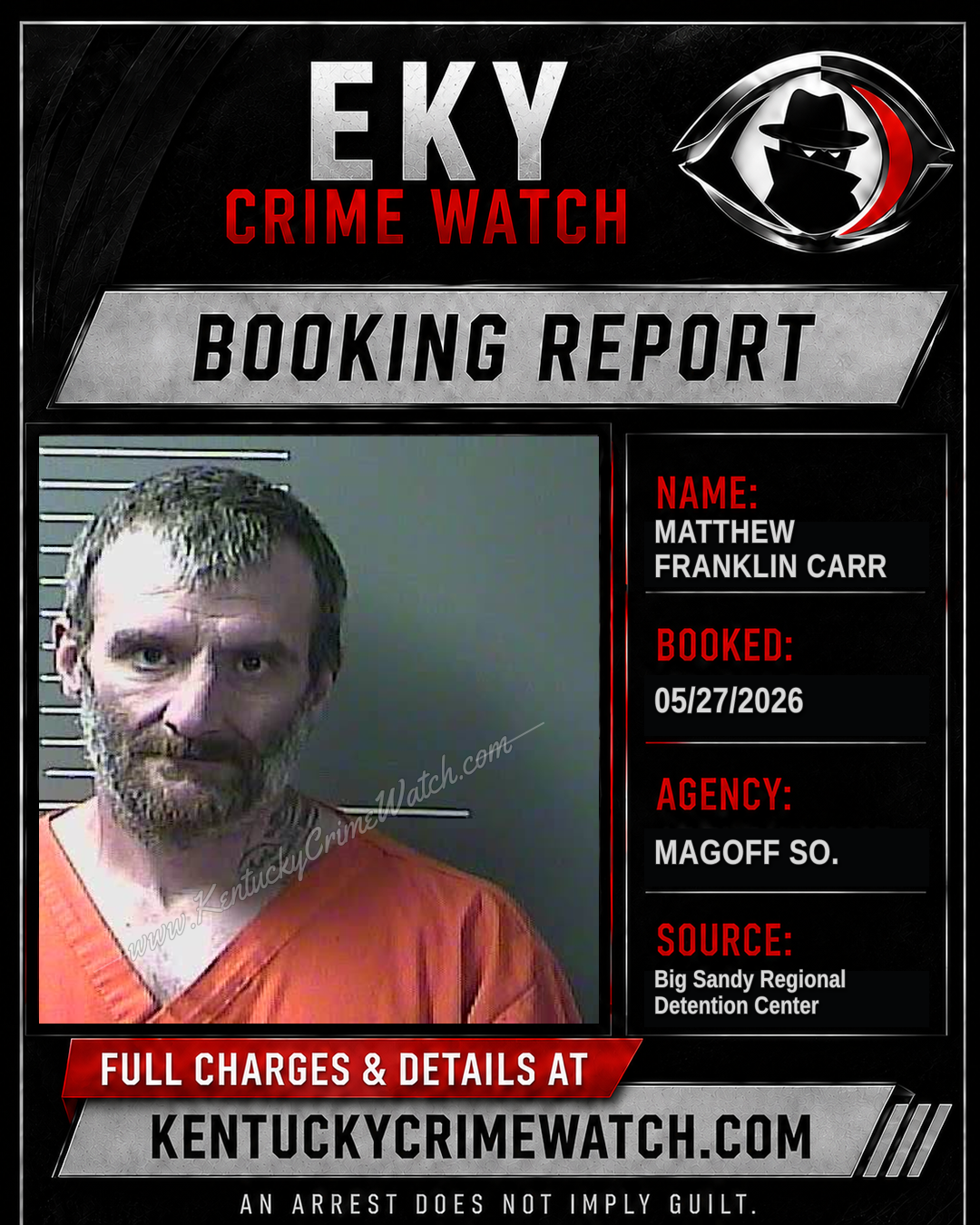 MATTHEW FRANKLIN CARR booking report card