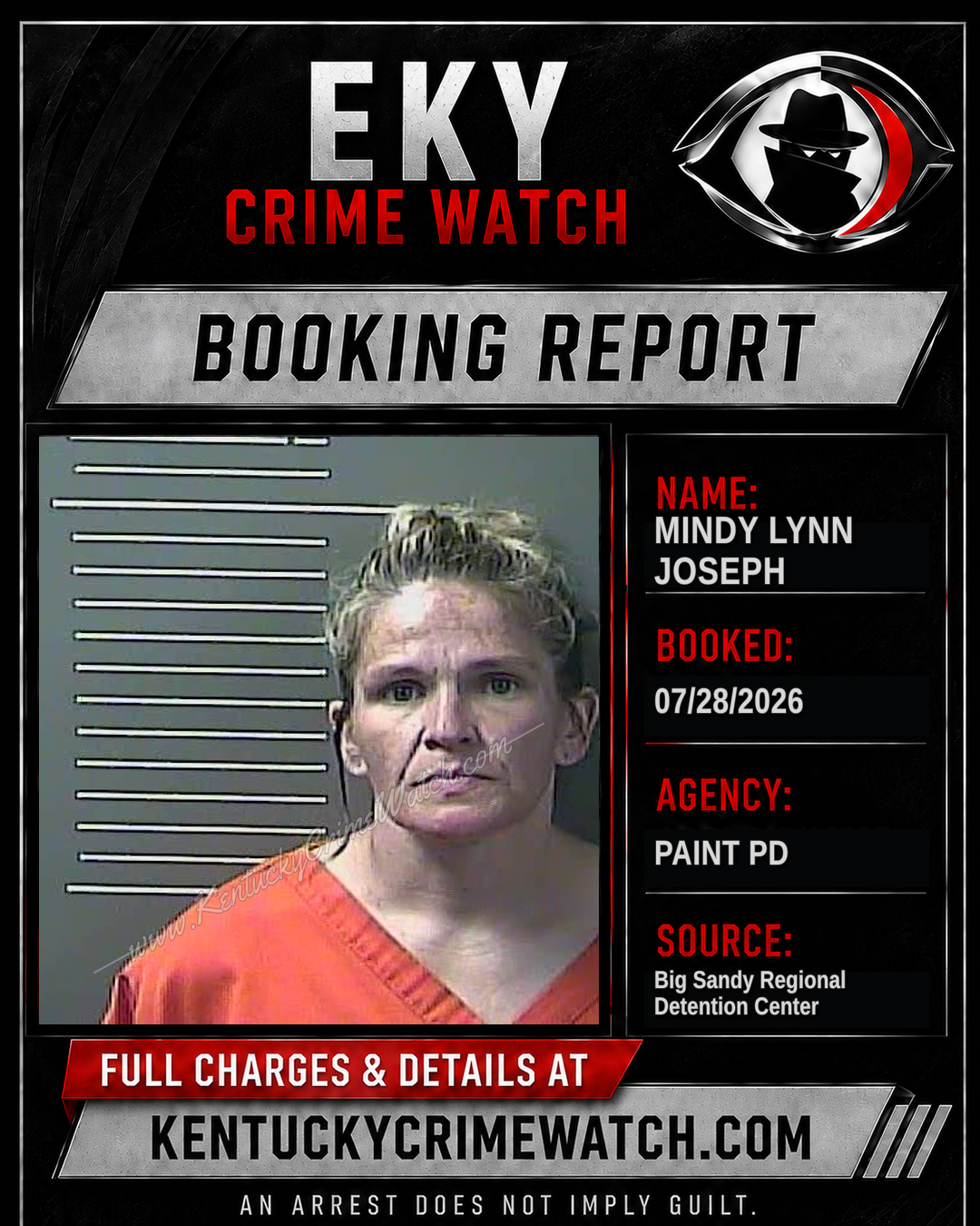 MINDY LYNN JOSEPH booking report card