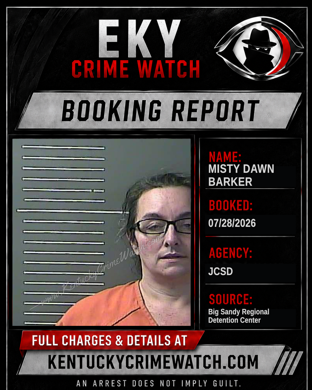 MISTY DAWN BARKER booking report card