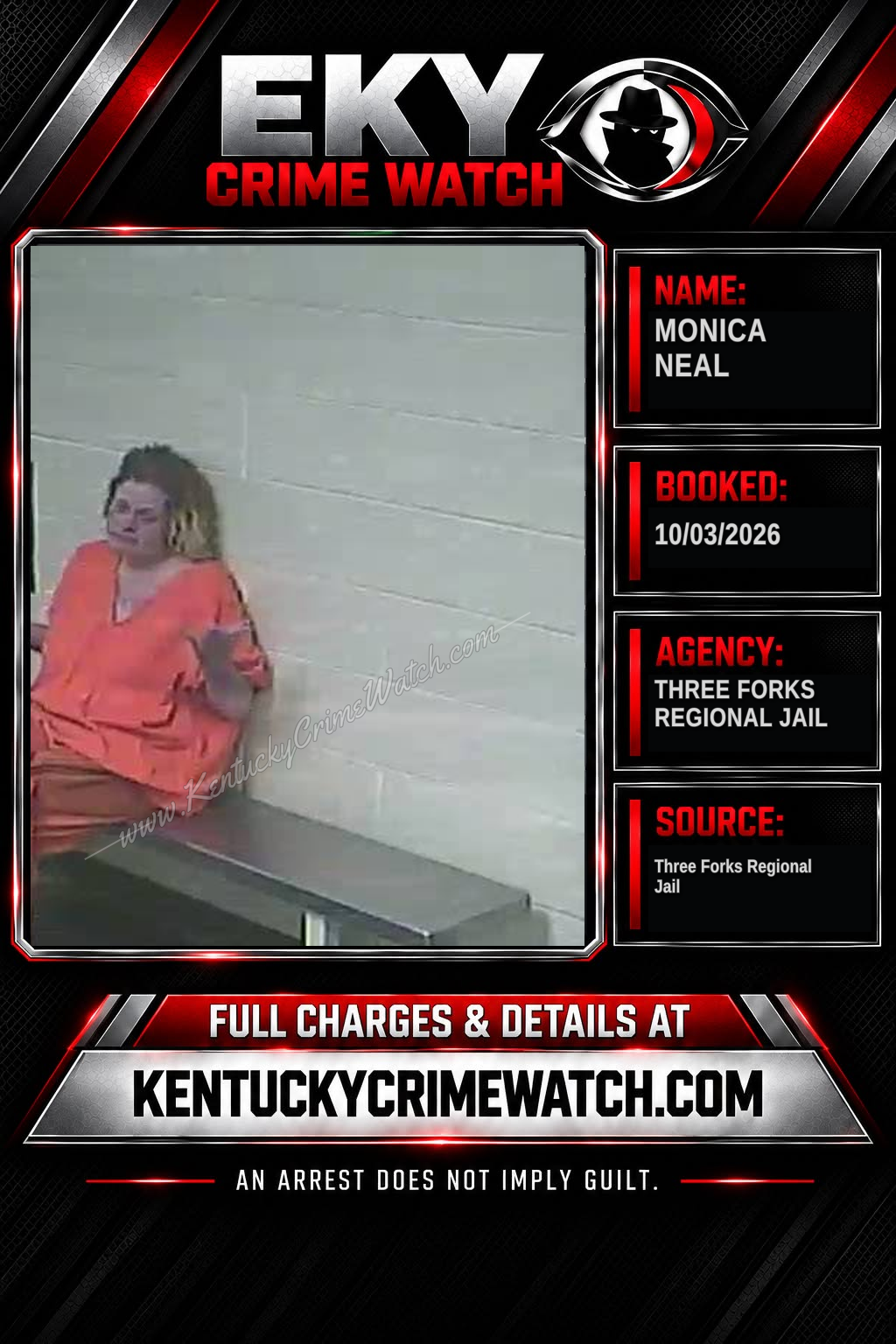 Monica Neal booking report card