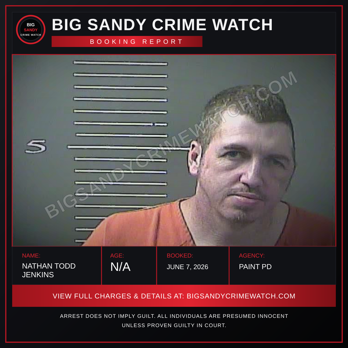 NATHAN TODD JENKINS booking report card