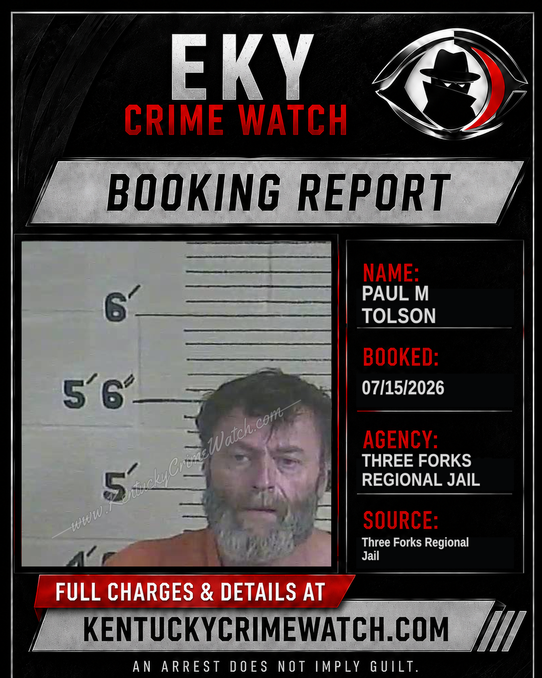 Paul M Tolson booking image