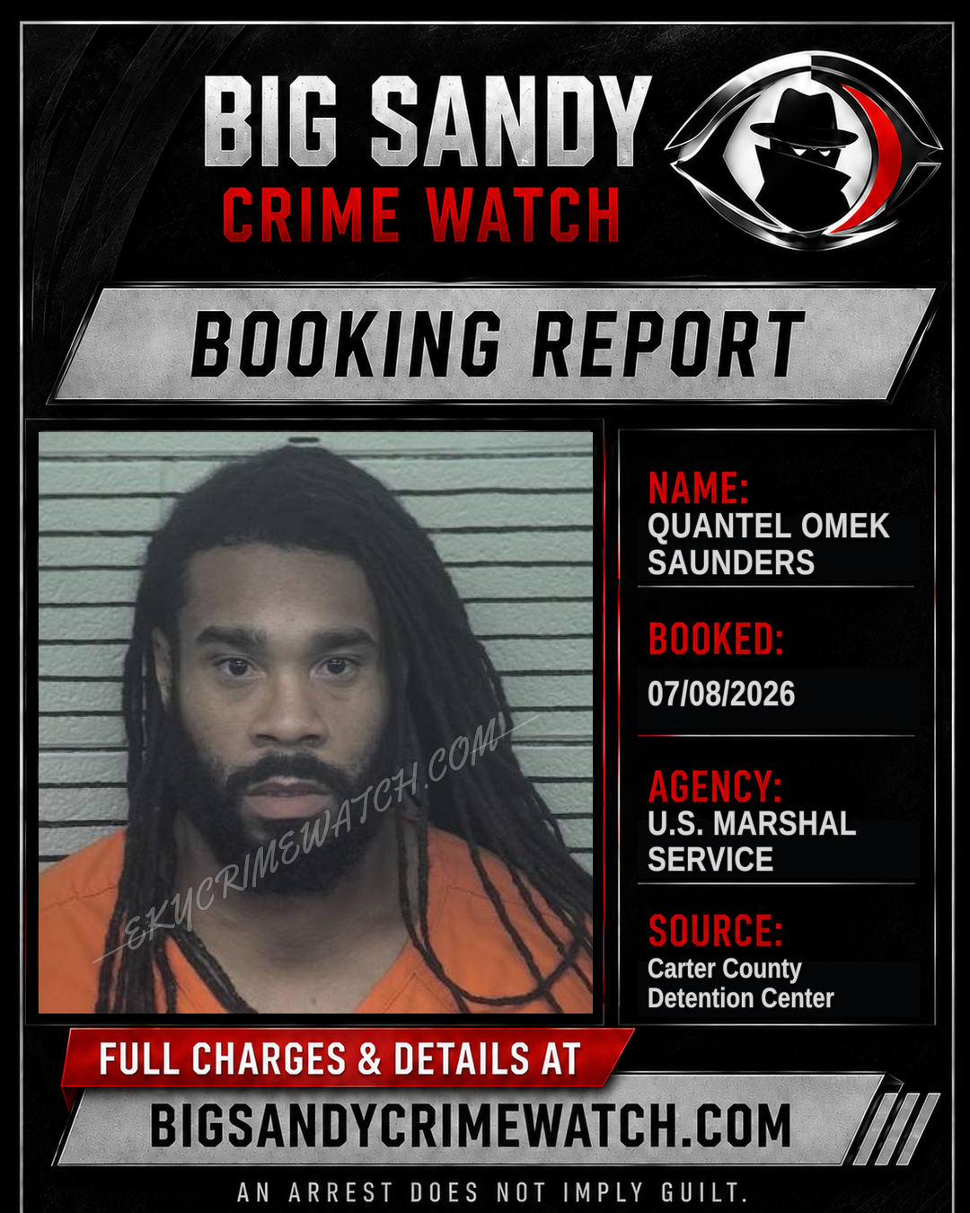 QUANTEL OMEK SAUNDERS booking report card