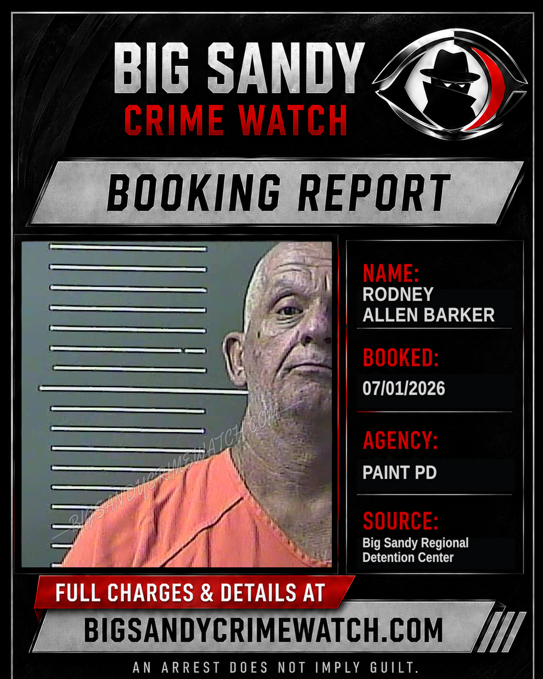 RODNEY Allen BARKER booking report card