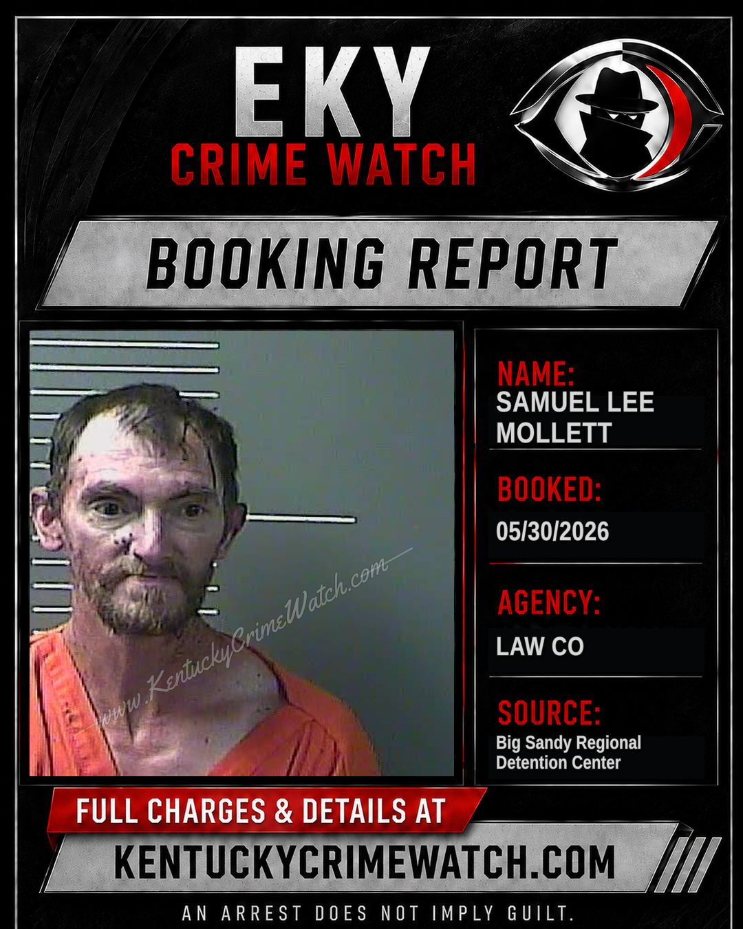 SAMUEL LEE MOLLETT booking report card