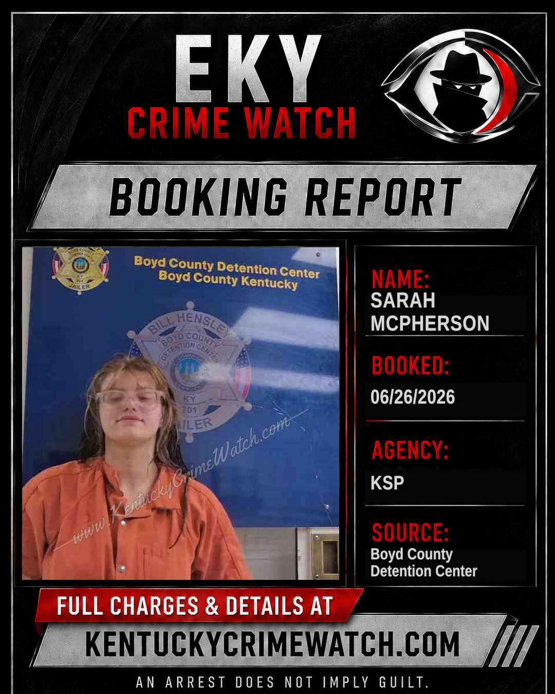 SARAH MCPHERSON booking image