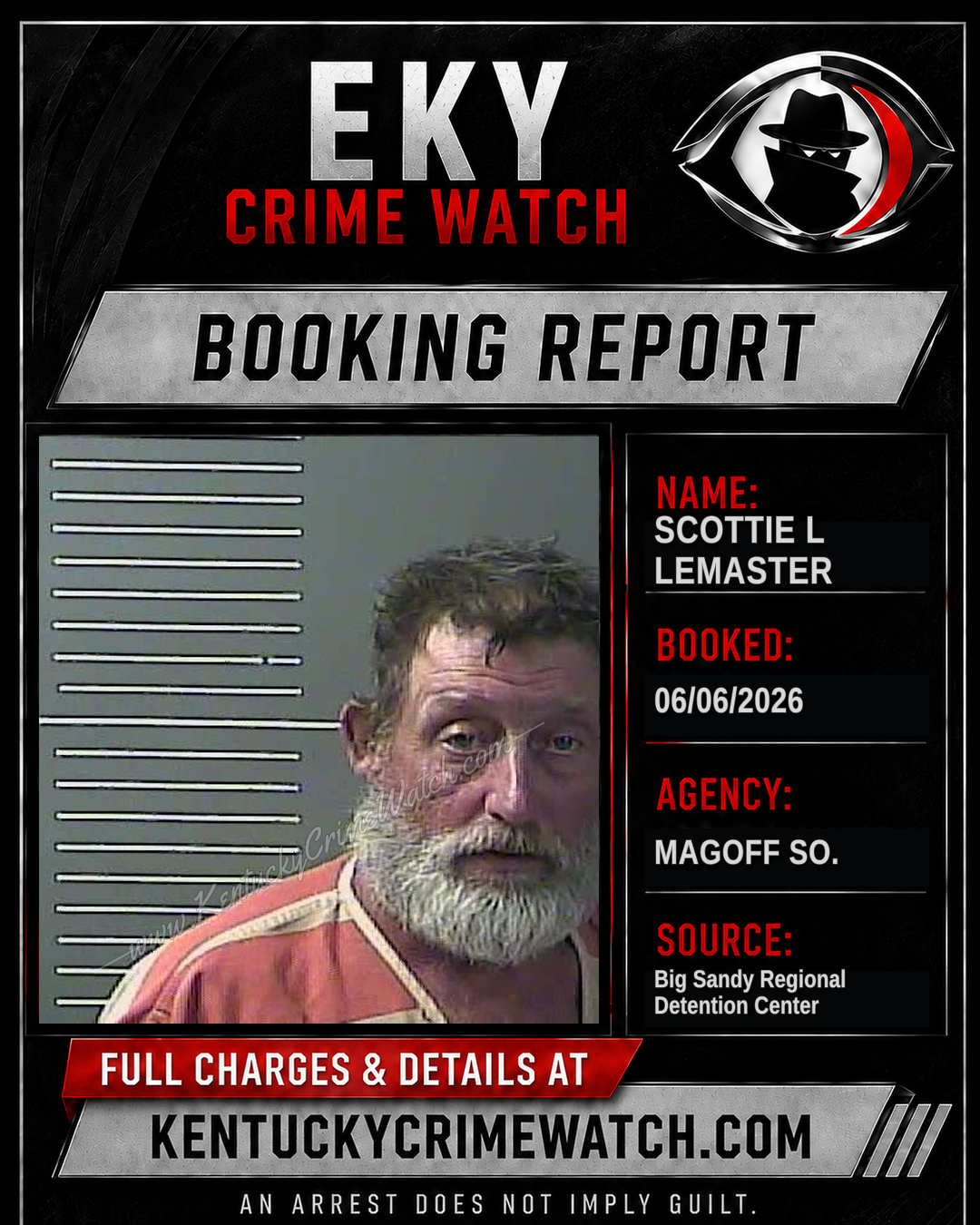 SCOTTIE L LEMASTER booking report card