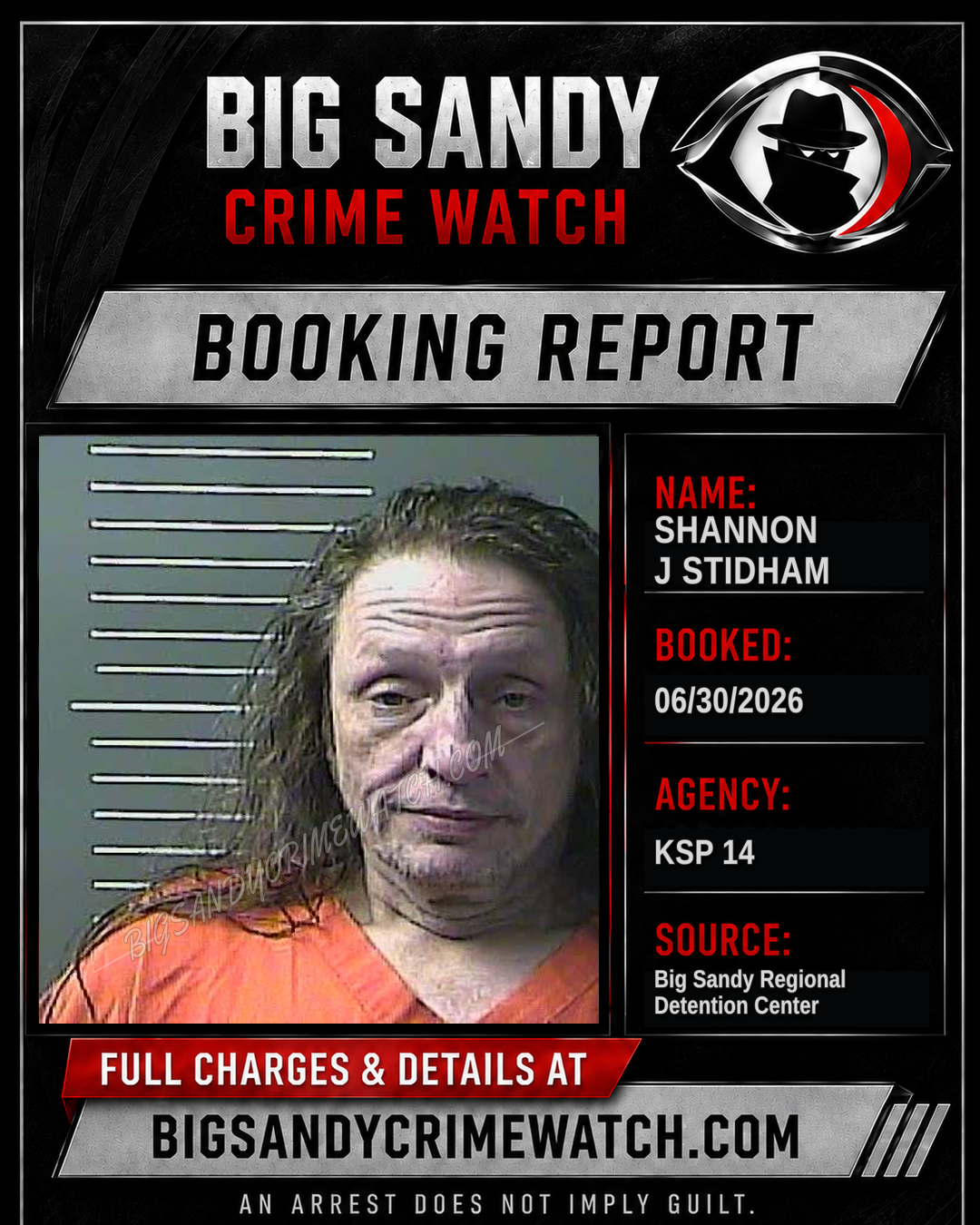SHANNON J STIDHAM booking report card