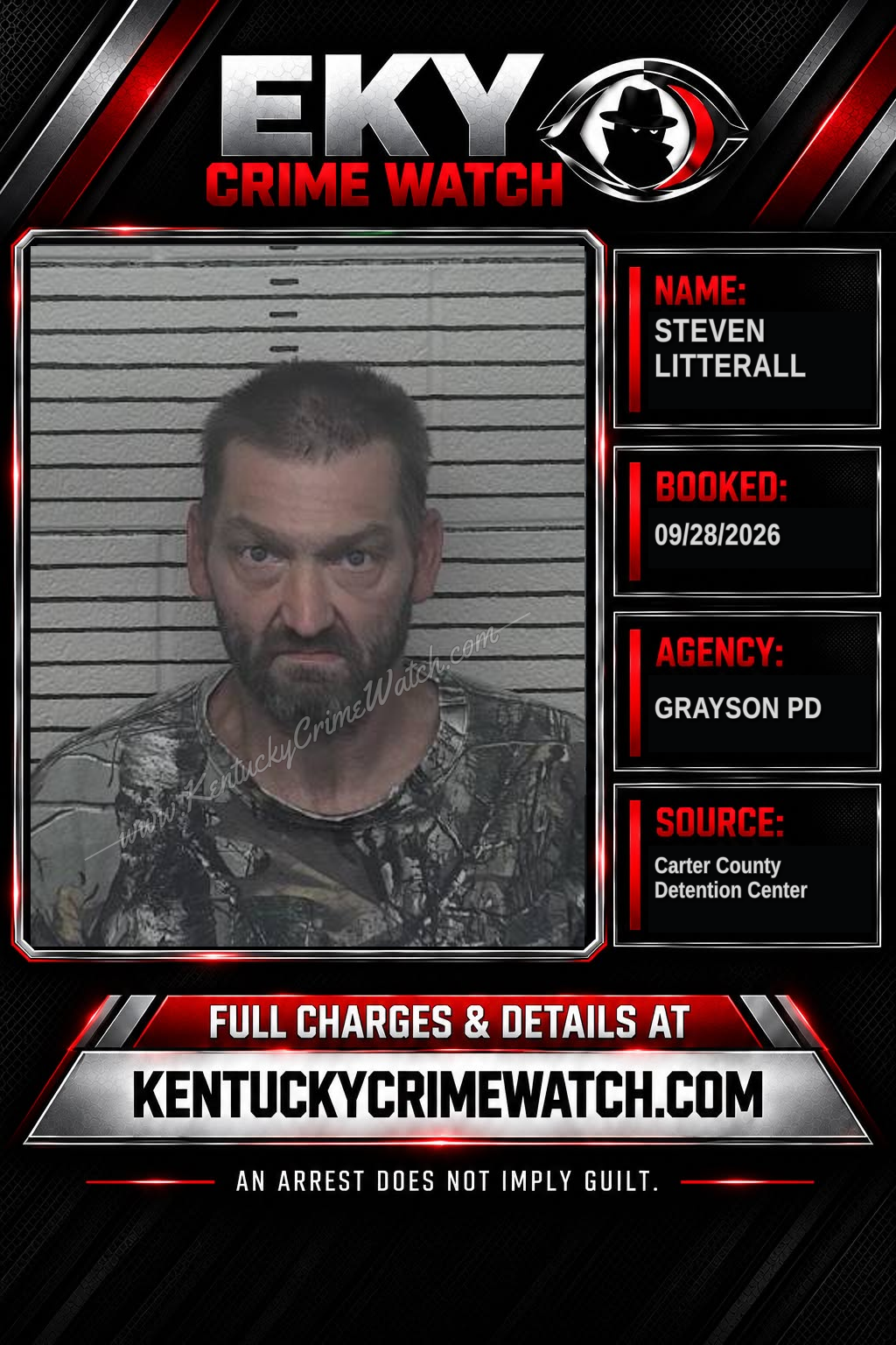 STEVEN LITTERALL booking report card