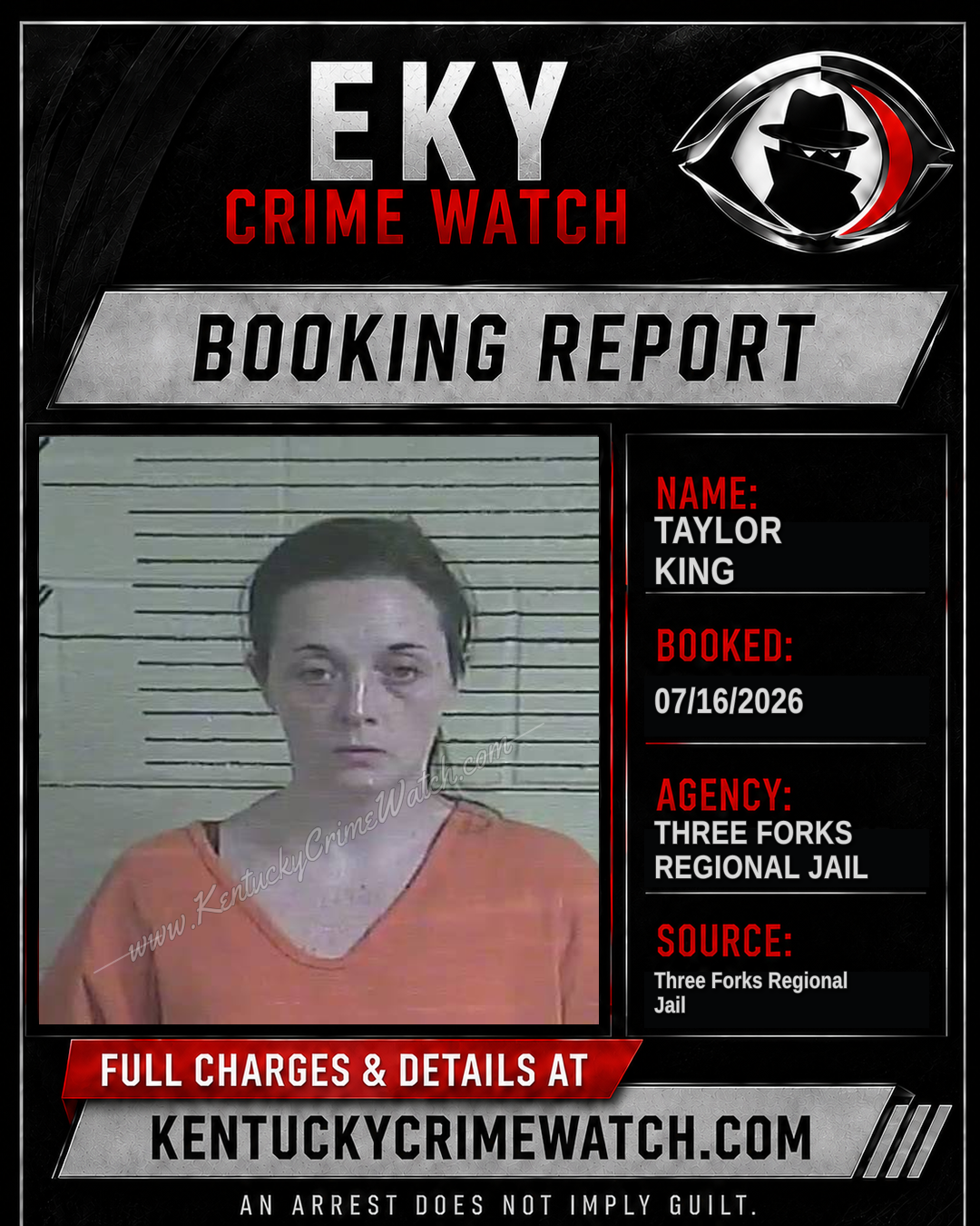 Taylor King booking image