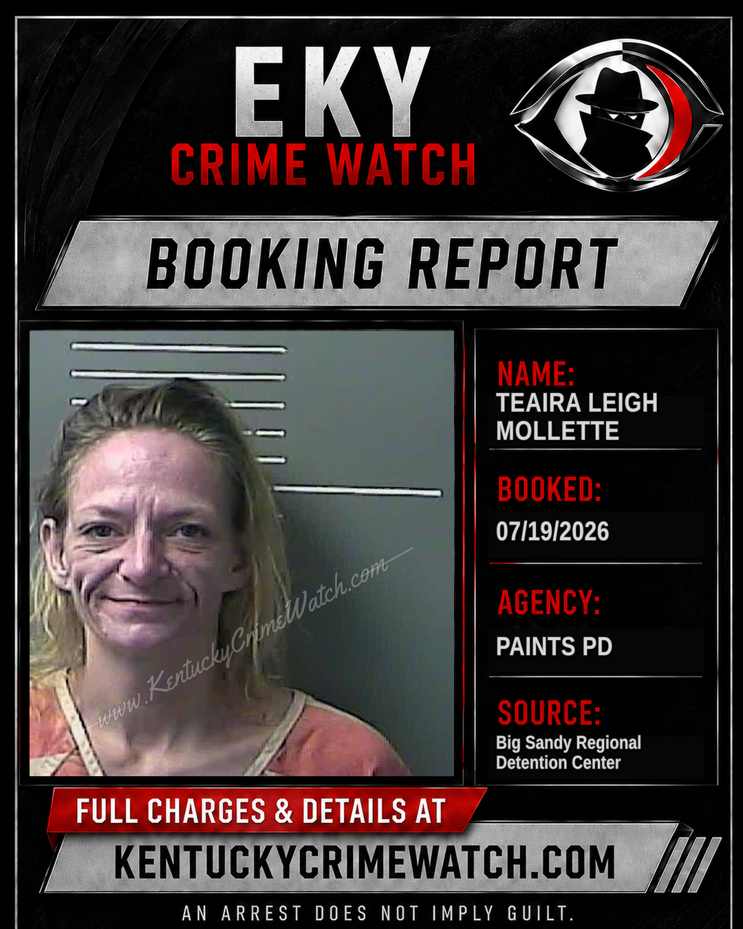 TEAIRA LEIGH MOLLETTE booking report card