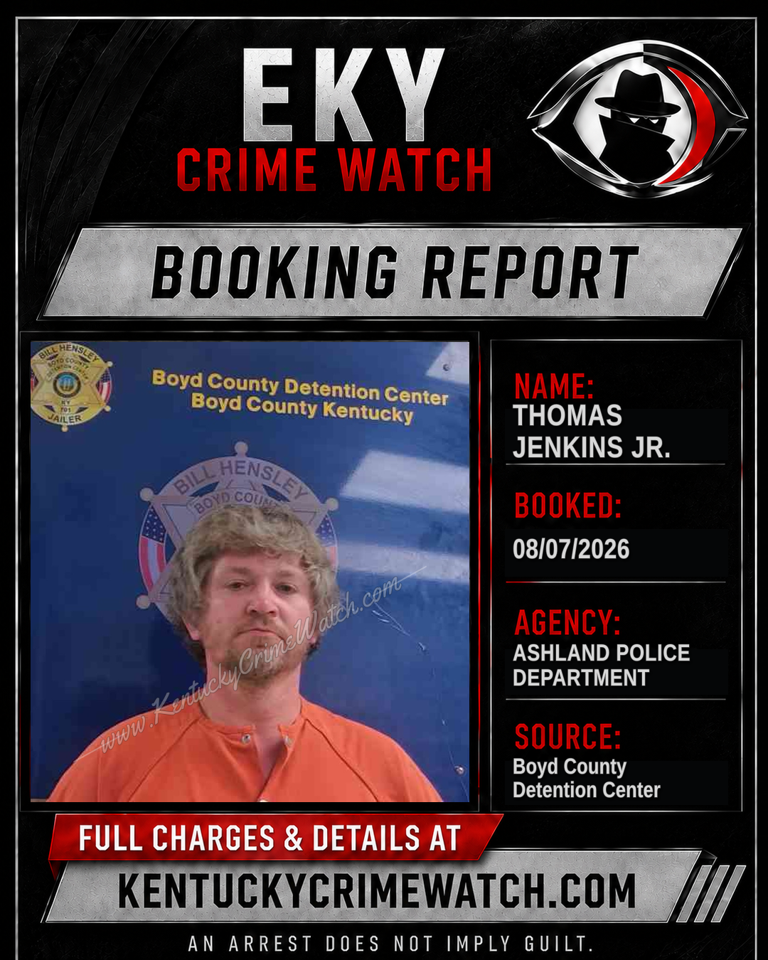 THOMAS JENKINS JR. booking report card