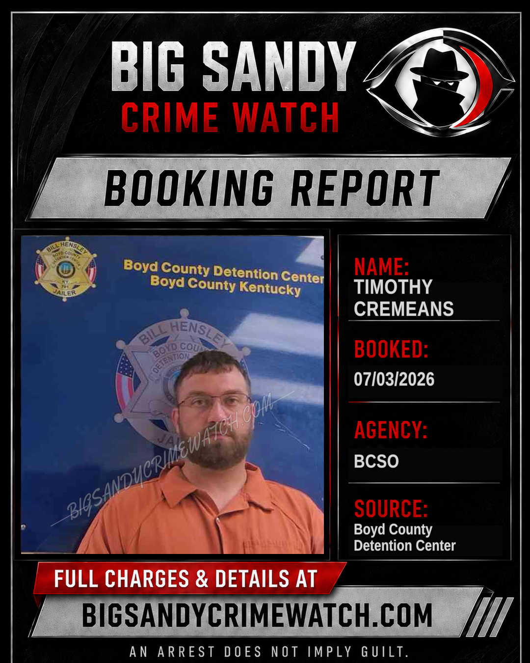 TIMOTHY CREMEANS booking report card