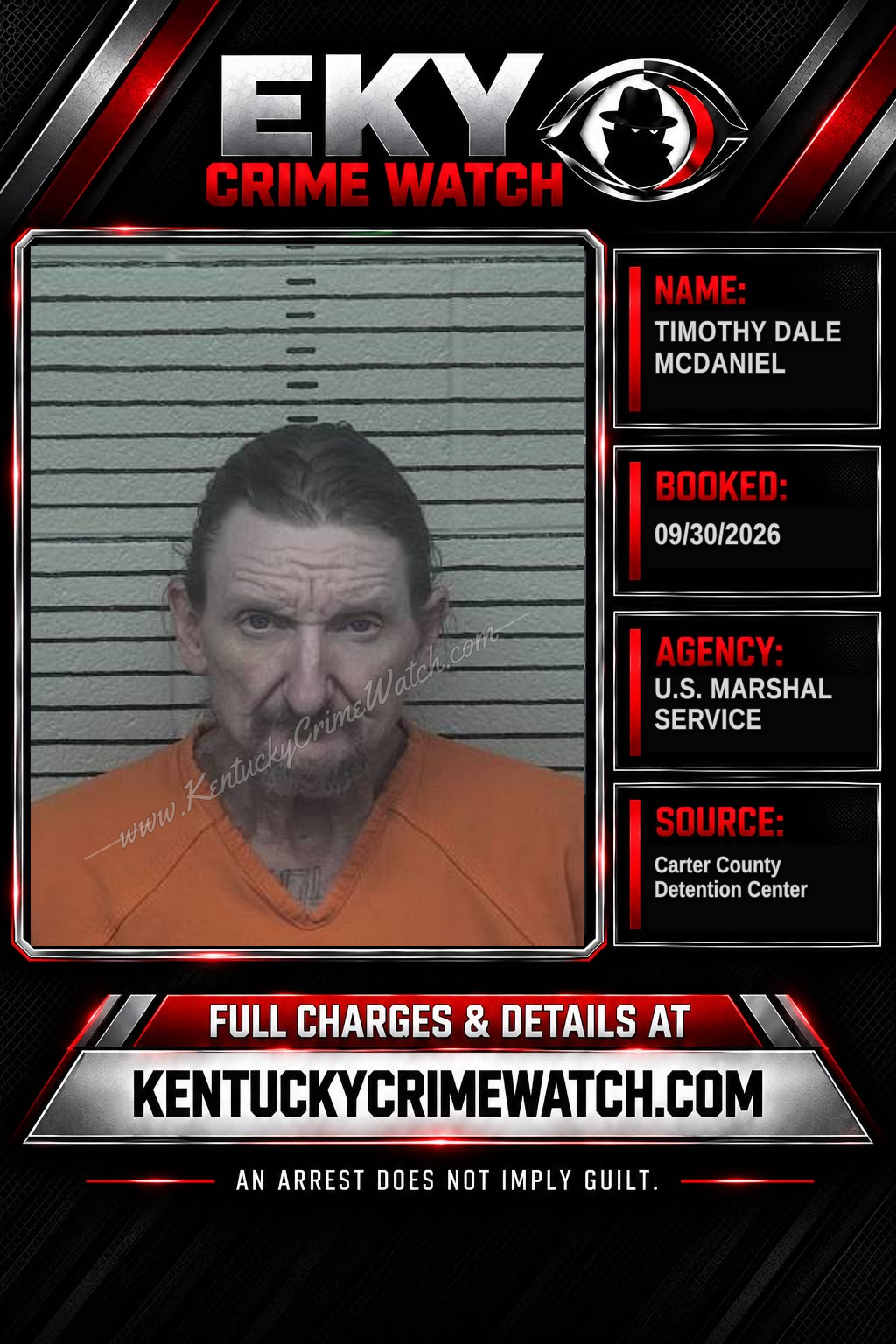 TIMOTHY DALE MCDANIEL booking report card