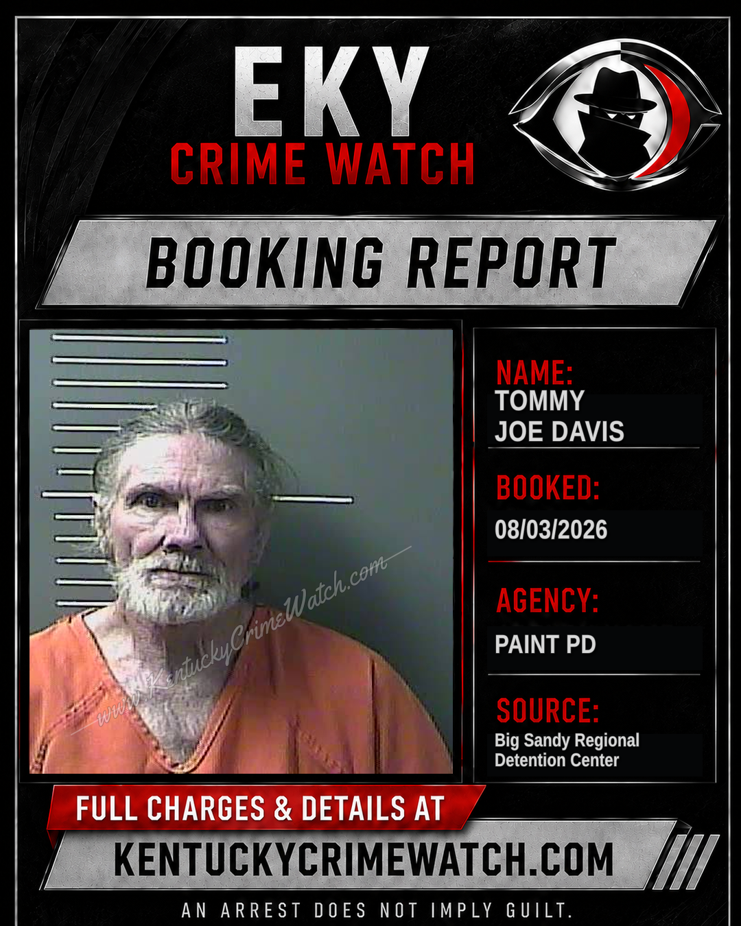 TOMMY JOE DAVIS booking report card