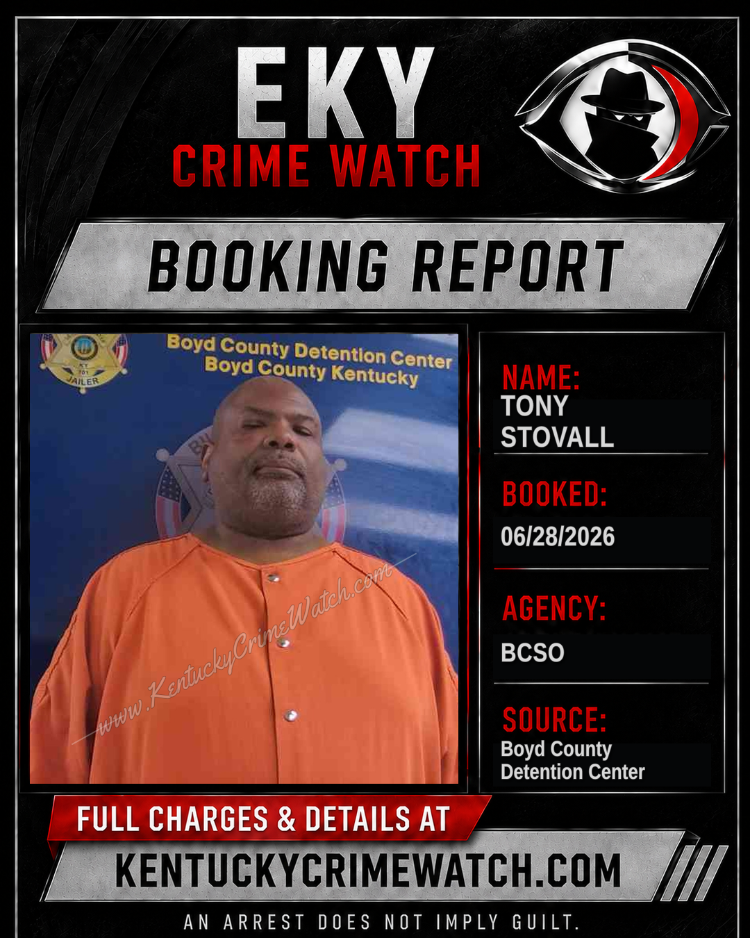 TONY STOVALL booking image