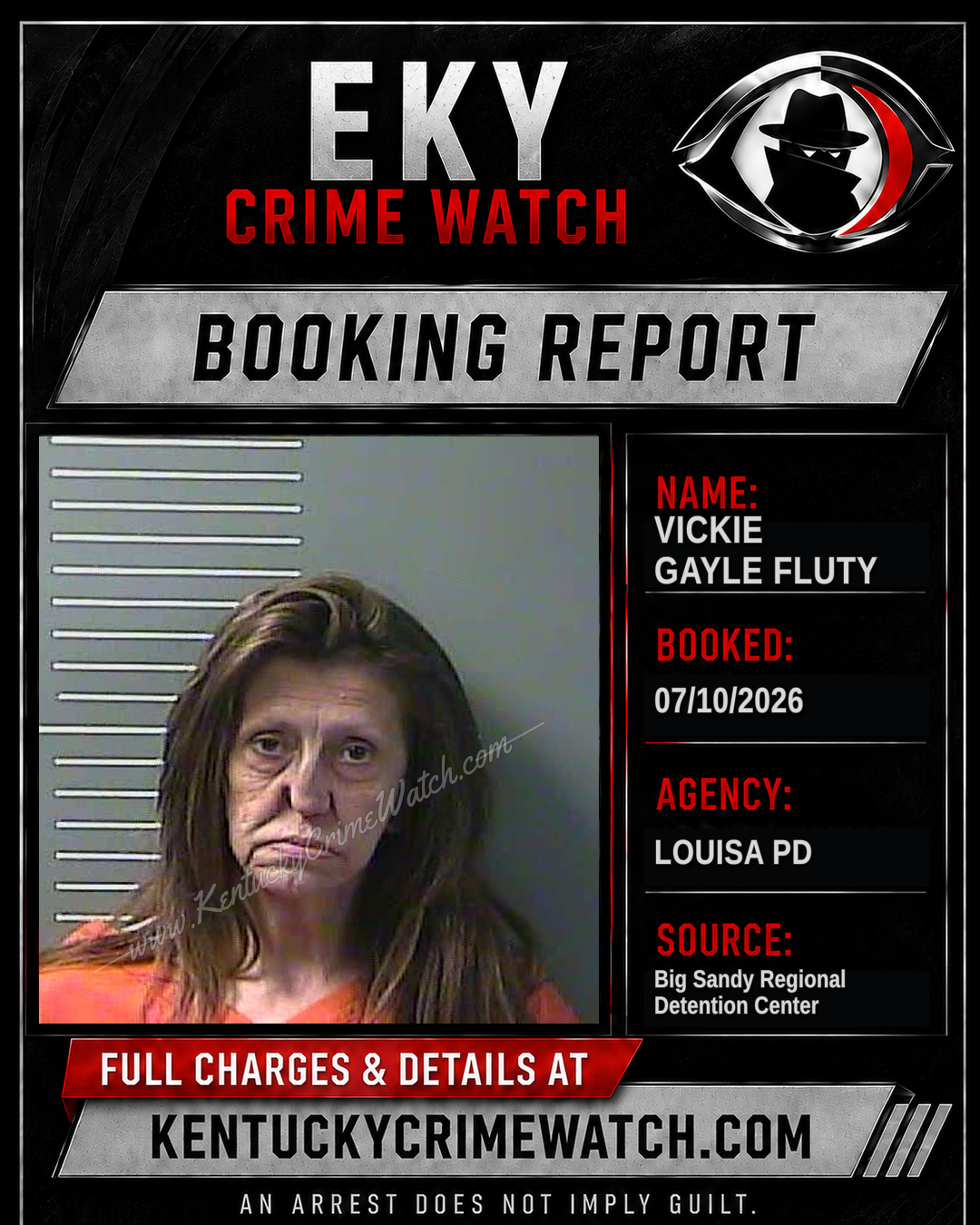 VICKIE GAYLE FLUTY booking report card