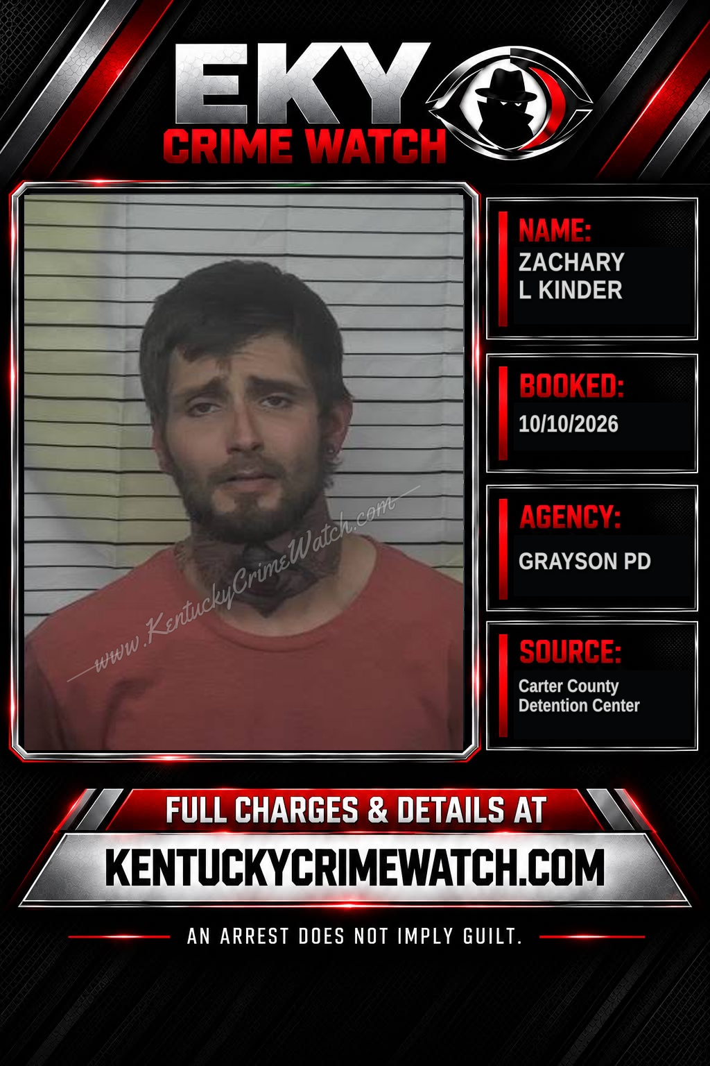 ZACHARY L KINDER booking image