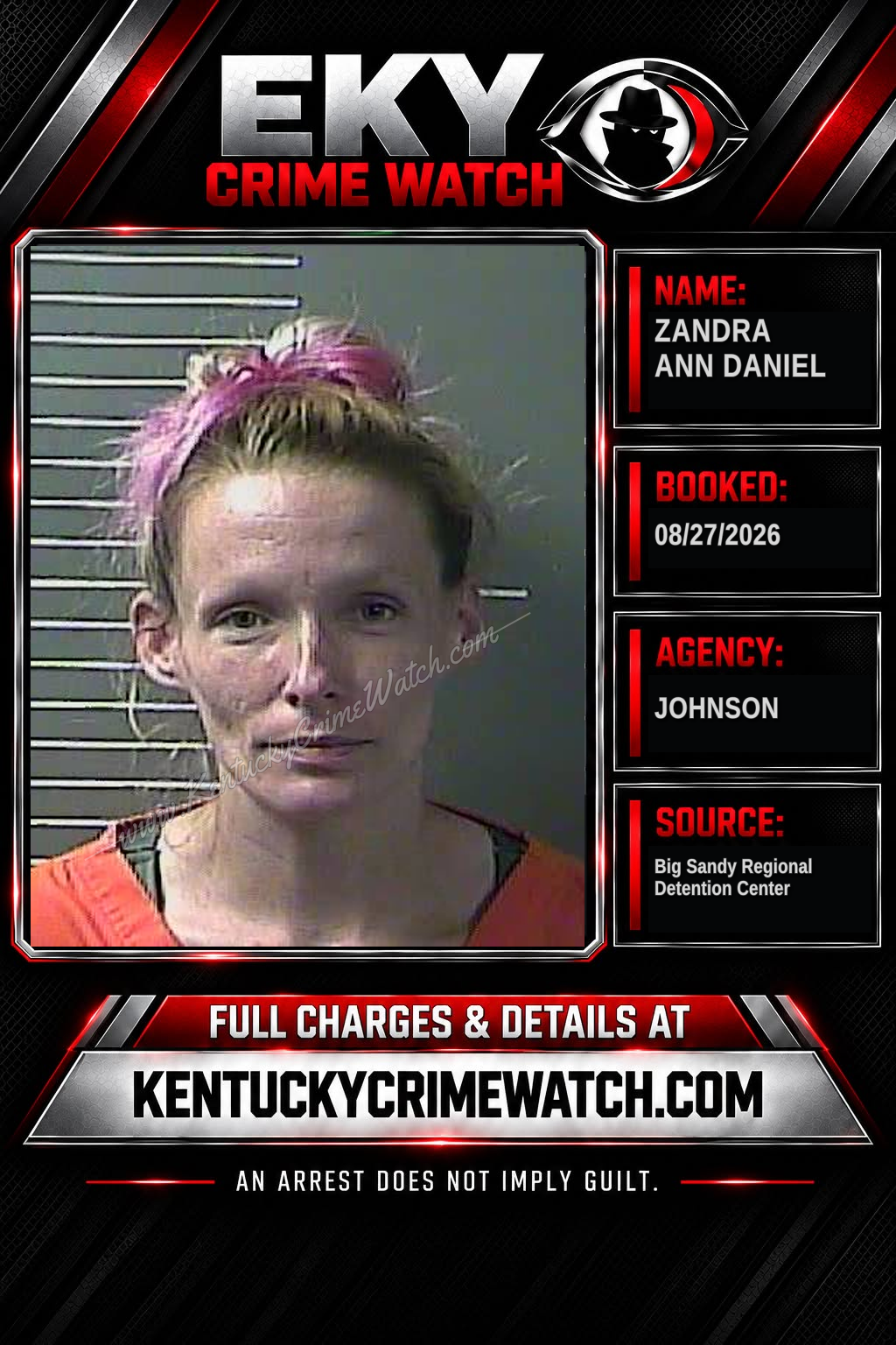 ZANDRA ANN DANIEL booking report card